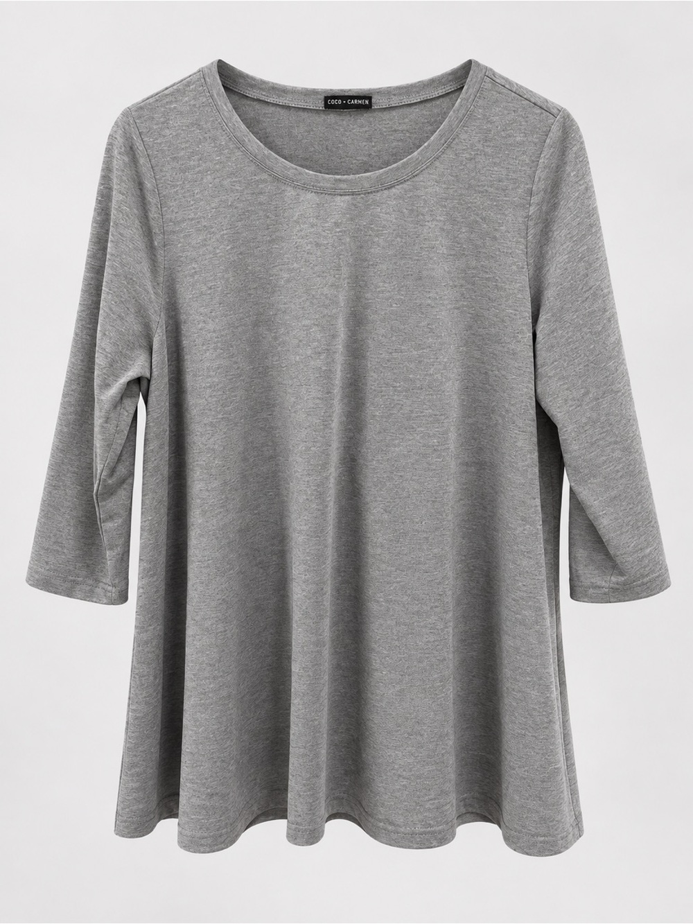 Coco + Carmen Gray Tunic Top L/XL 3/4 Sleeve Swing Stretch K